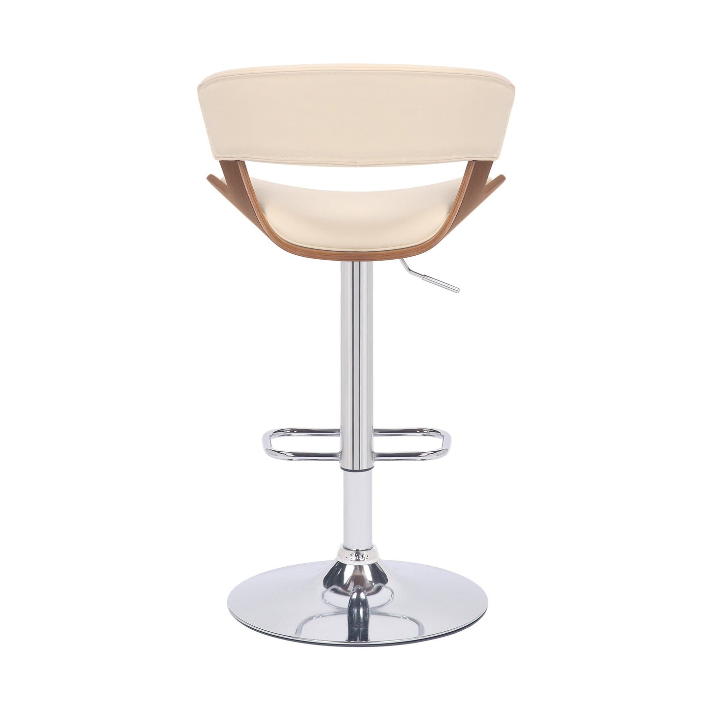 Cream Faux Leather Adjustable Swivel Wooden Bar Stool