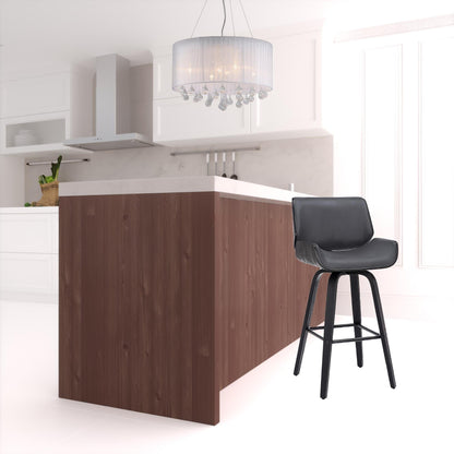 38" Gray Faux Leather And Iron Swivel Counter Height Bar Chair