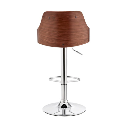 Gray Faux Leather Adjustable Modern Bar Stool