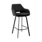 30" Black on Black Faux Leather Comfy Swivel Bar Stool