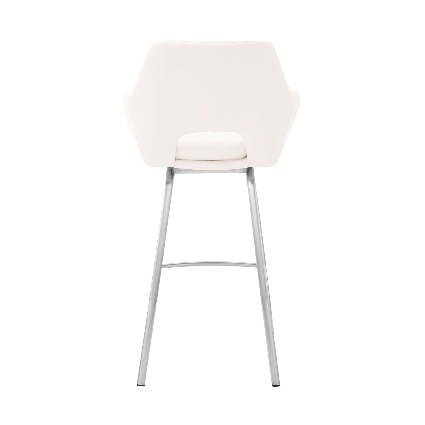 26" White Faux Leather and Stainless Steel Swivel Counter Stool