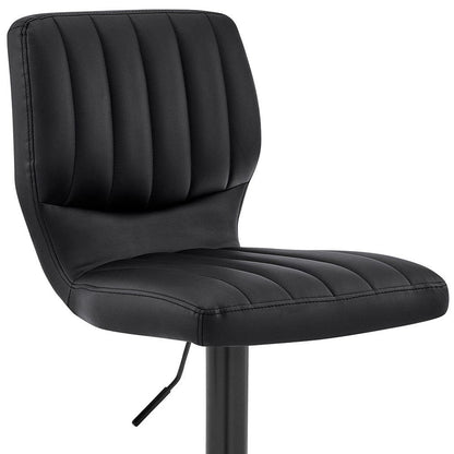Black Faux Leather Textured Adjustable Bar Stool