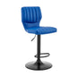 Blue Faux Leather Textured Adjustable Bar Stool