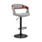Gray Modern Upholstered Black Base Bar Stool