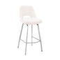 30" Elegant Grey Faux Leather Bar Stool with Stainless Steel Frame
