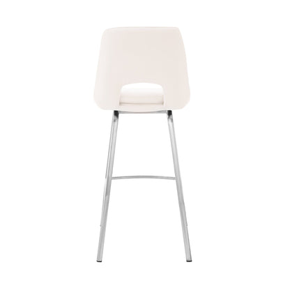 30" Elegant Grey Faux Leather Bar Stool with Stainless Steel Frame