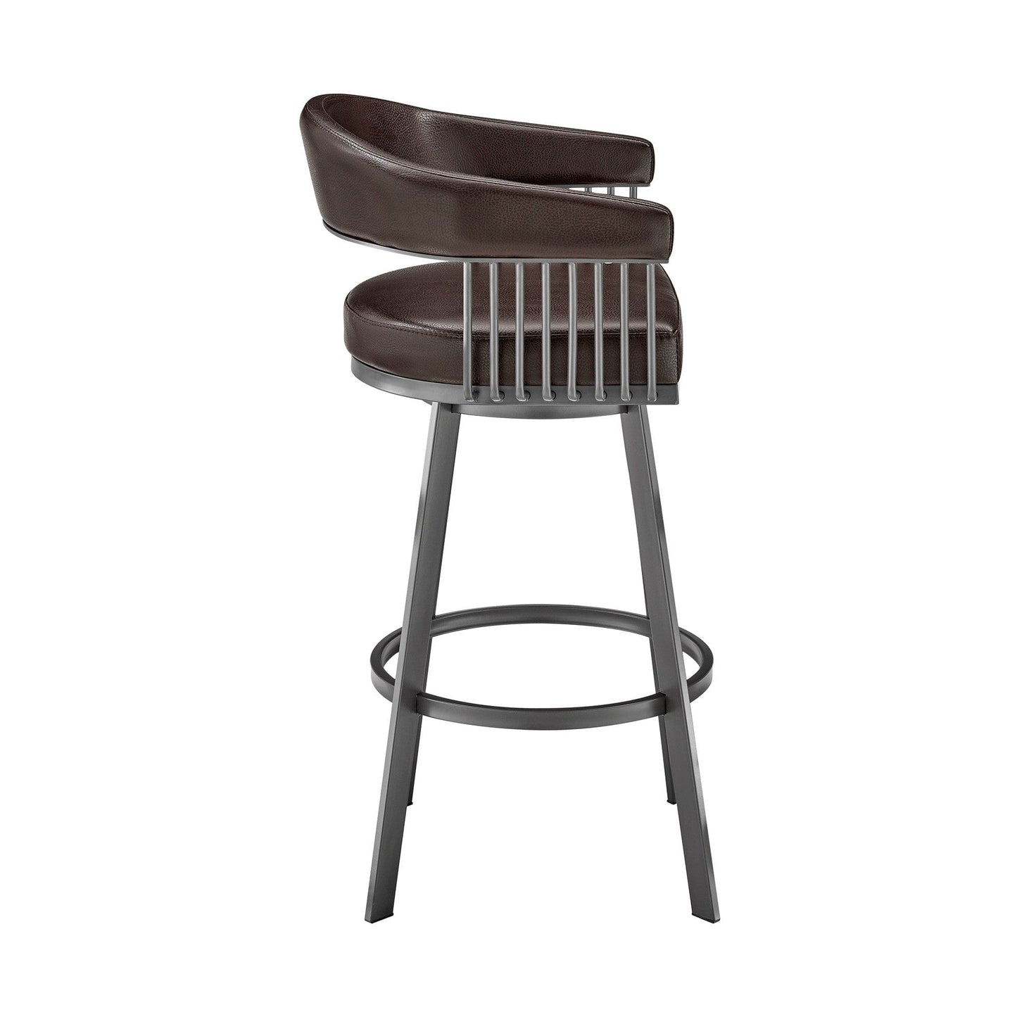 26" Mod Chocolate Faux Leather Java Brown Finish Swivel Bar Stool