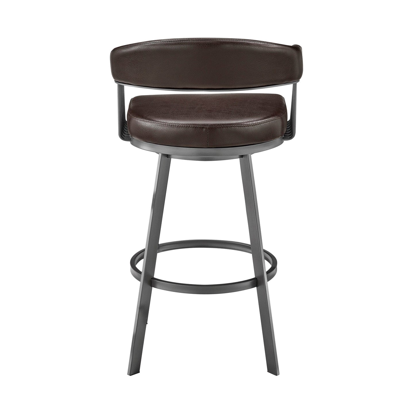 30" Mod Chocolate Faux Leather Java Brown Finish Swivel Bar Stool