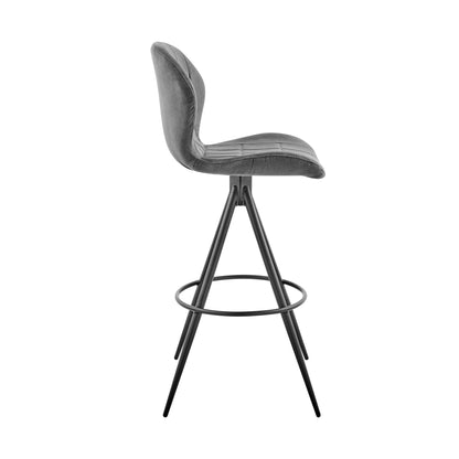 26" Charcoal Gray and Black Microfiber Squared Channel Bar Stool