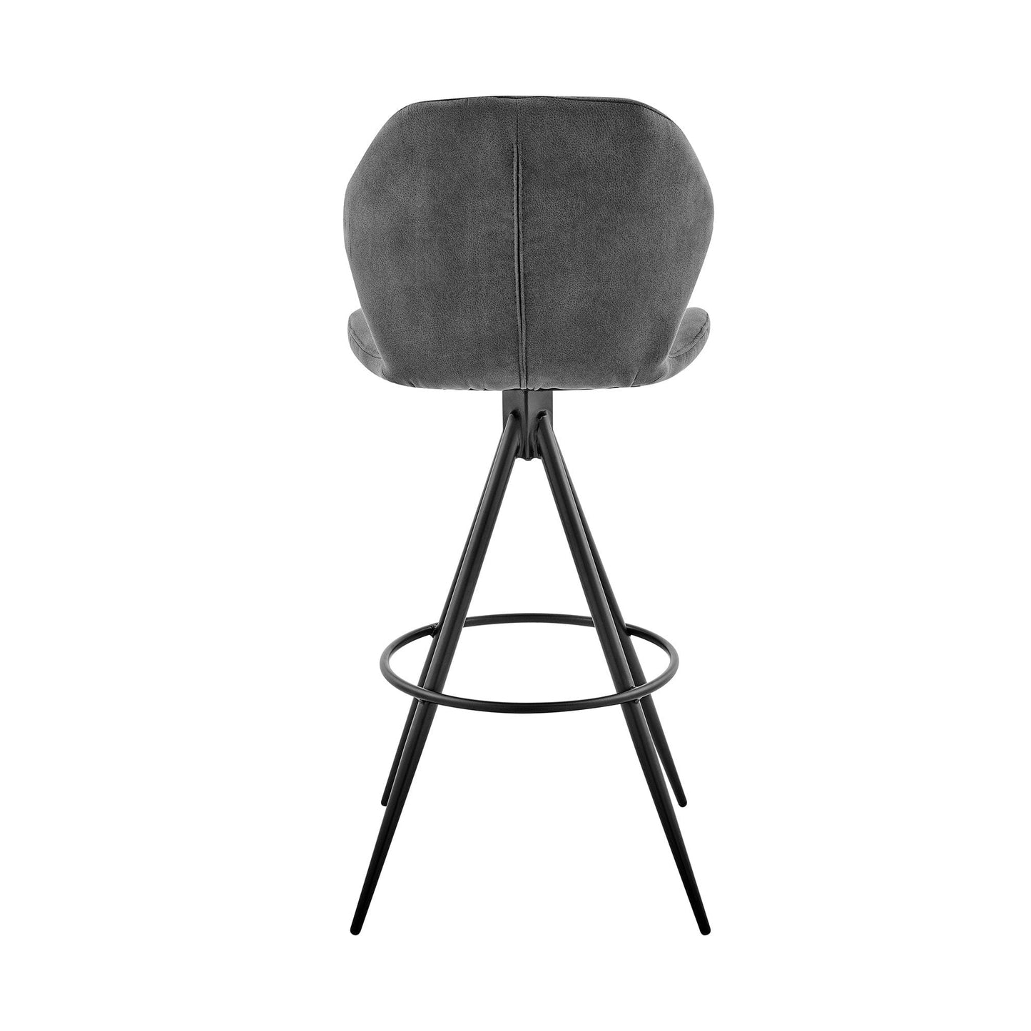 26" Charcoal Gray and Black Microfiber Squared Channel Bar Stool