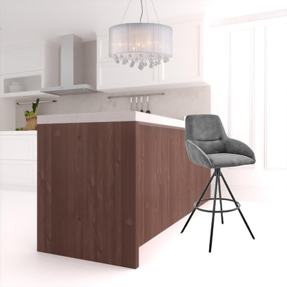 41" Charcoal Microfiber and Black Iron Bar Height Chair