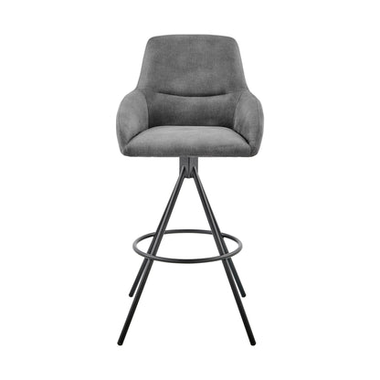 41" Charcoal Microfiber and Black Iron Bar Height Chair