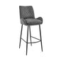 38" Charcoal Microfiber and Black Iron Counter Height Bar Chair