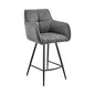 38" Charcoal Microfiber and Black Iron Bar Height Chair