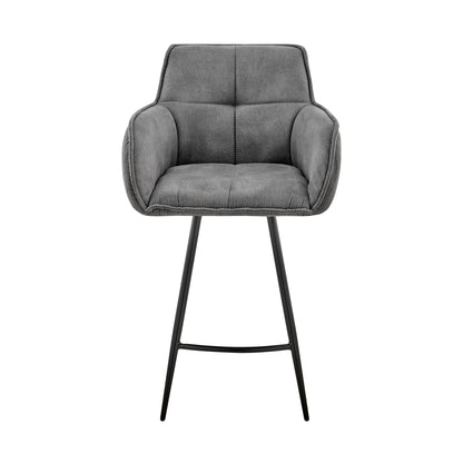 38" Charcoal Microfiber and Black Iron Bar Height Chair