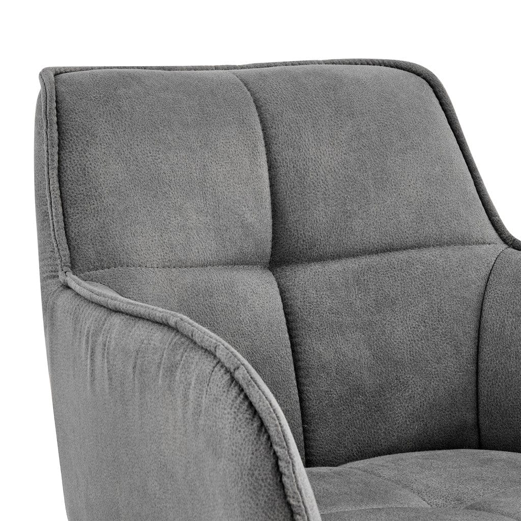 38" Charcoal Microfiber and Black Iron Bar Height Chair