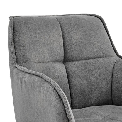 38" Charcoal Microfiber and Black Iron Bar Height Chair