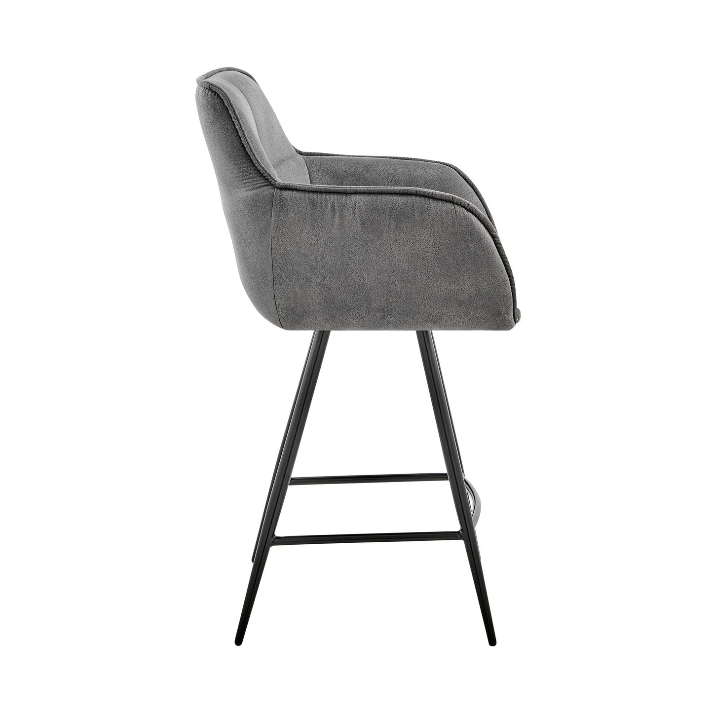 42" Charcoal Gray Microfiber Iron Bar Height Chair