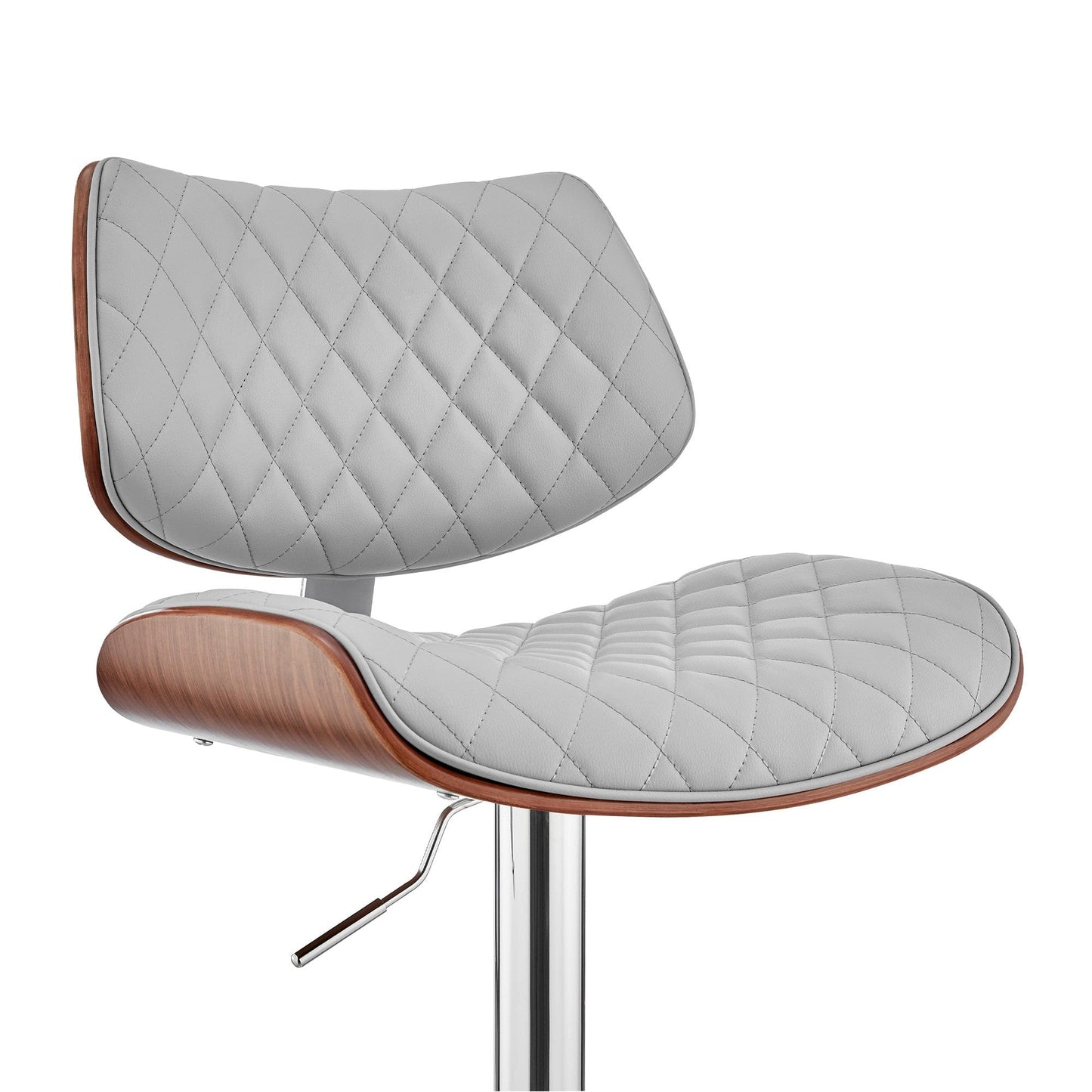 45" Gray Faux Leather And Iron Swivel Adjustable Height Bar Chair