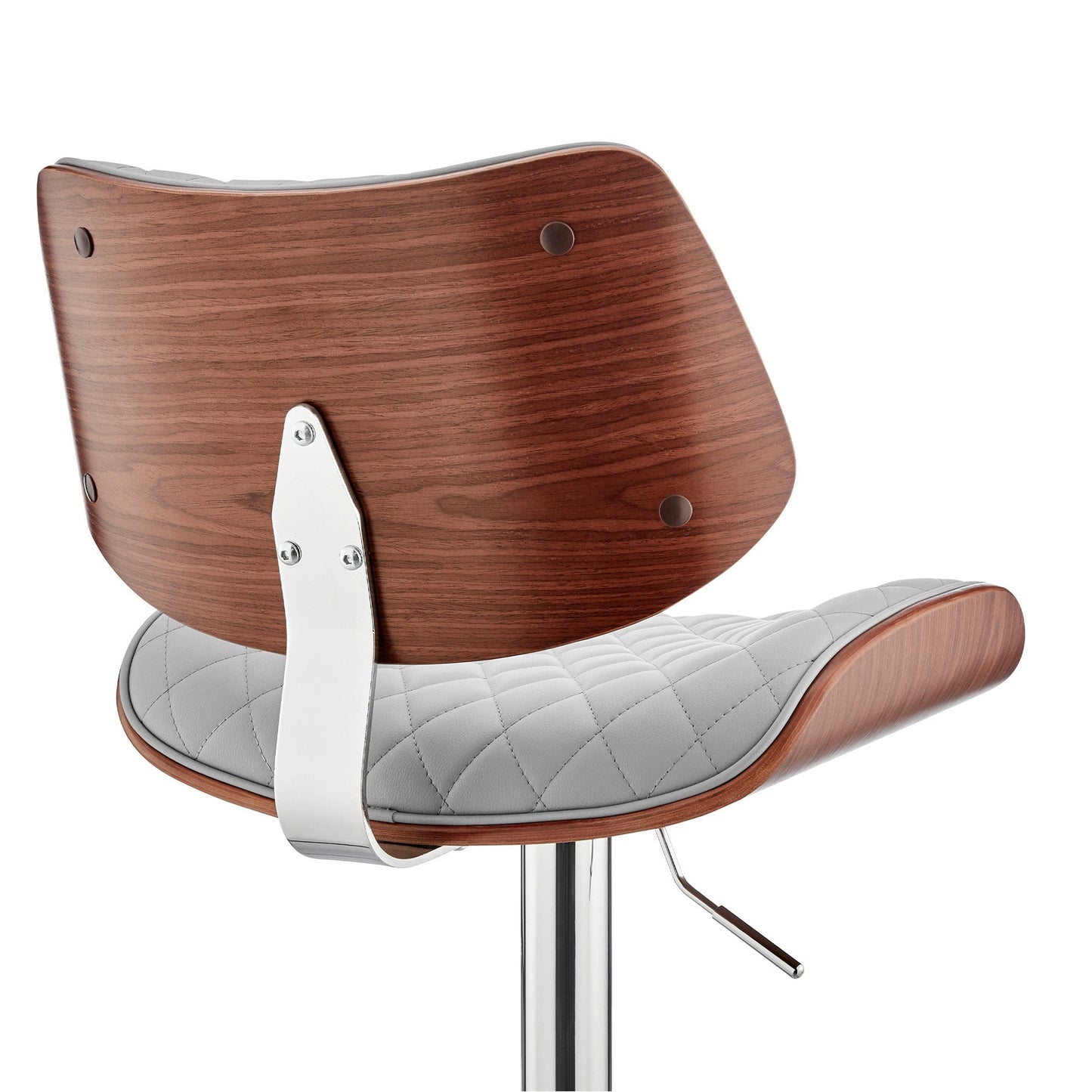 45" Gray Faux Leather And Iron Swivel Adjustable Height Bar Chair