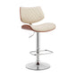 45" Cream Faux Leather And Iron Swivel Adjustable Height Bar Chair