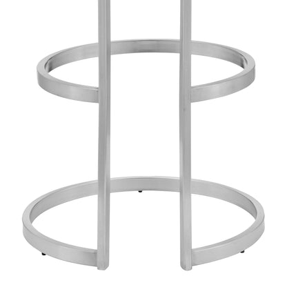 26" Gray Faux Leather And Iron Swivel Backless Counter Height Bar Chair