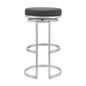 30" Gray Faux Leather And Iron Swivel Backless Bar Height Chair