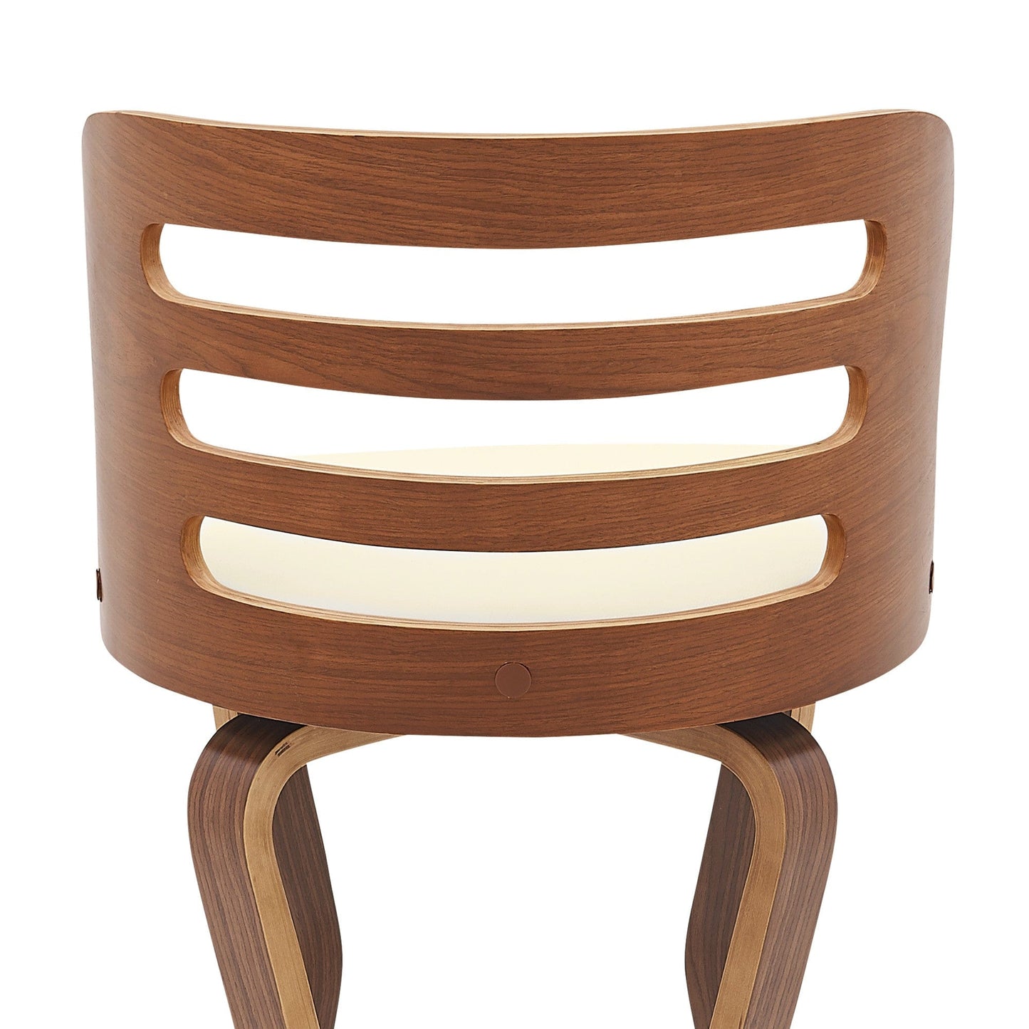 35" Cream Faux Leather And Manufactured Wood Swivel Counter Height Bar Chair