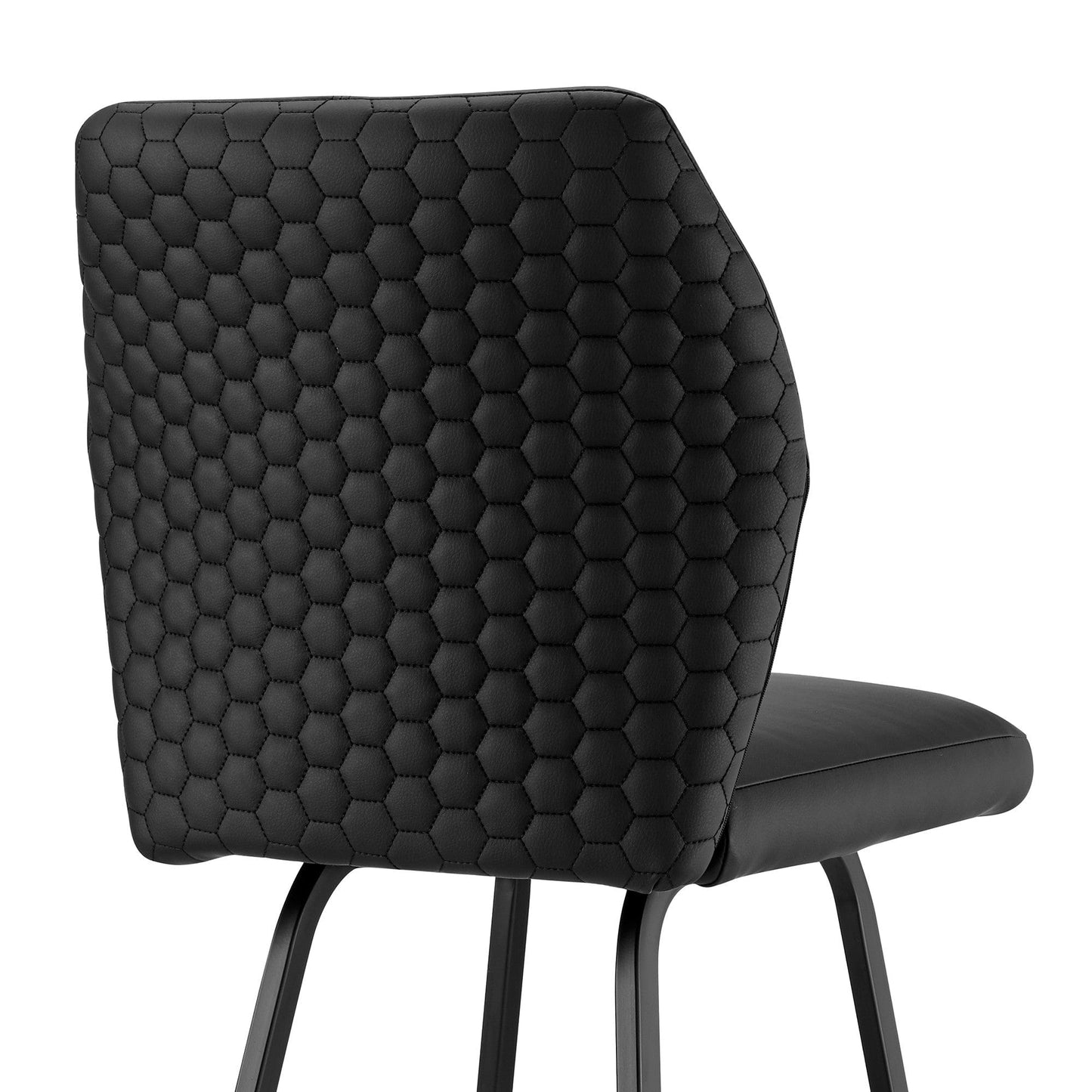 38" Black Faux Leather And Iron Counter Height Bar Chair