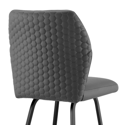 38" Gray Faux Leather And Iron Counter Height Bar Chair