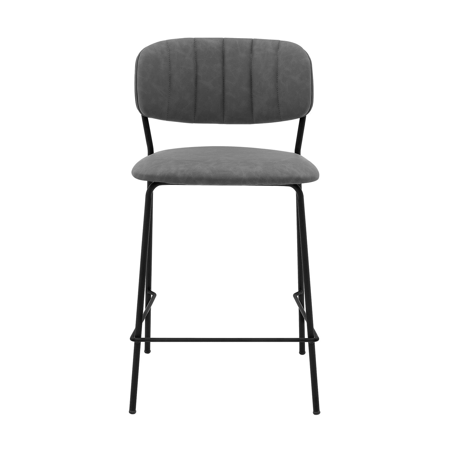 26" Mod Grey Faux Leather Bar Stool with Black Metal Frame