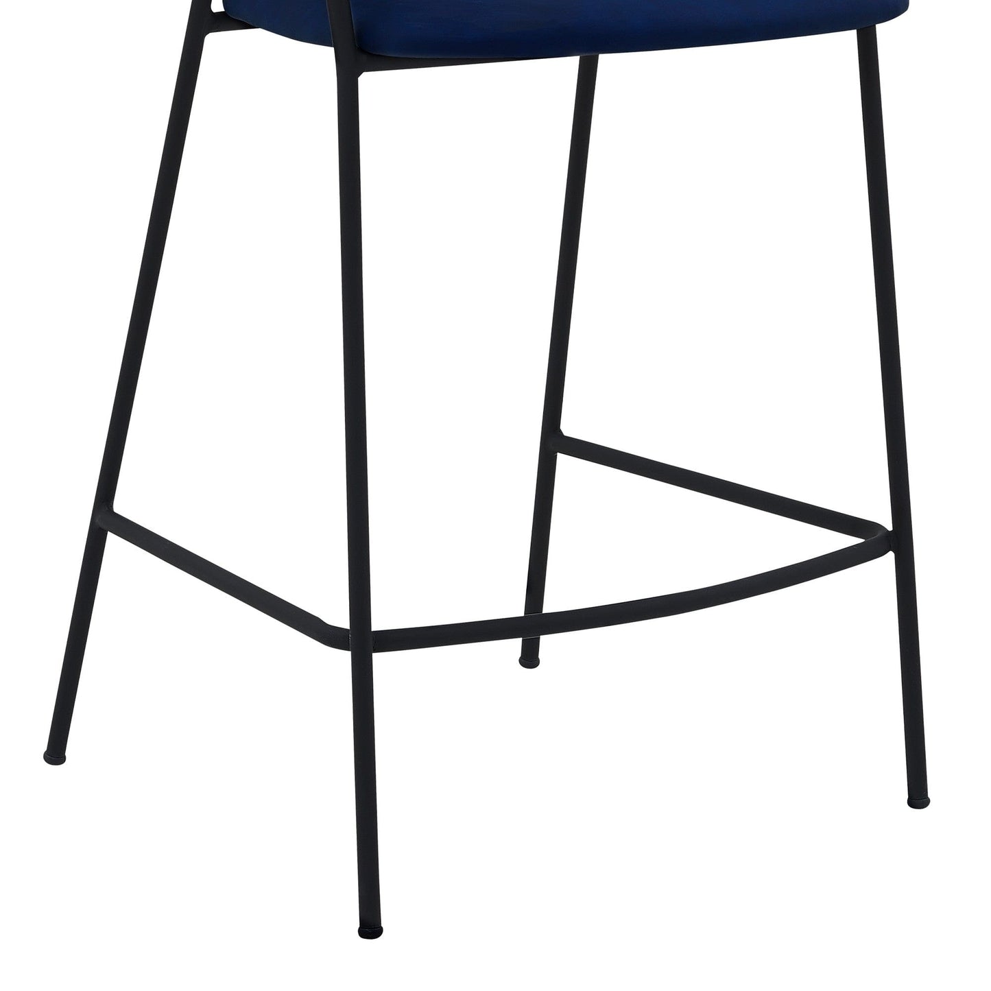 37" Blue Faux Leather And Iron Low Back Counter Height Bar Chair