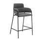 37" Gray Faux Leather And Iron Counter Height Bar Chair