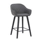 30" Grey Faux Leather Bar Stool with Wooden Frame