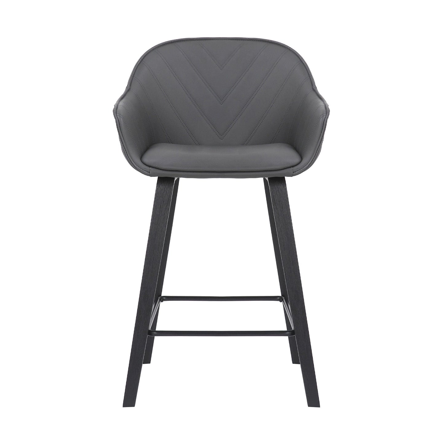 30" Grey Faux Leather Bar Stool with Wooden Frame