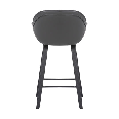 30" Grey Faux Leather Bar Stool with Wooden Frame