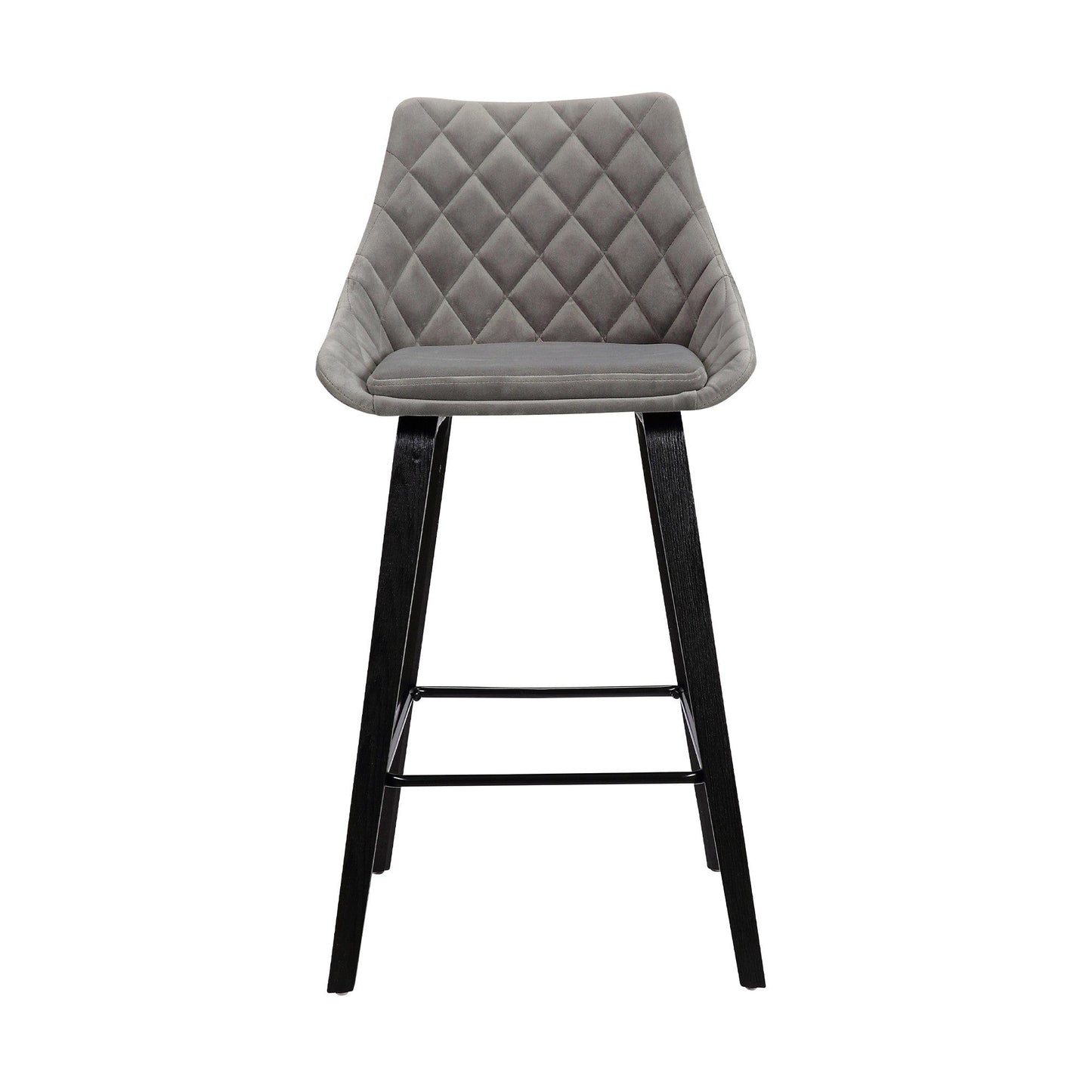 26" Gray Tufted Velvet Upholstered Bar Stool