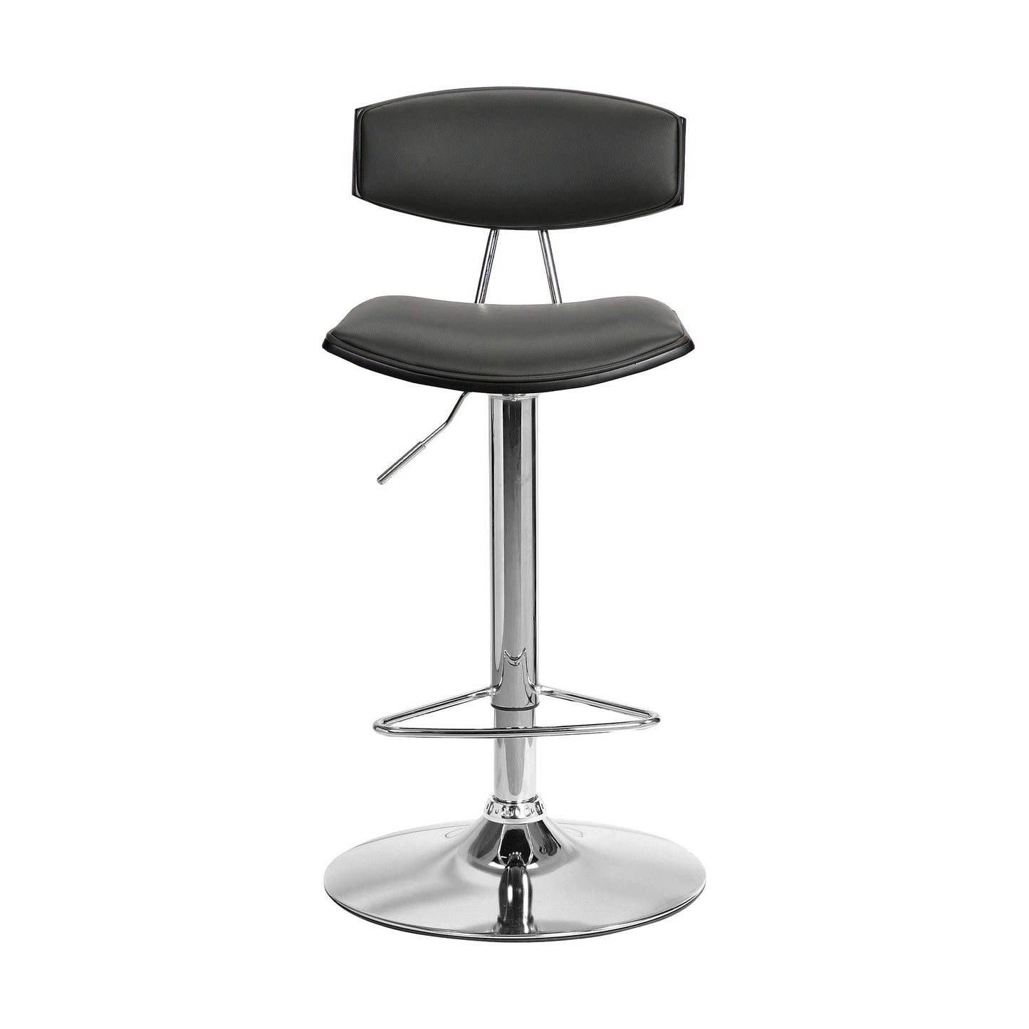 Gray Faux Leather Adjustable Chrome Base Swivel Bar Stool