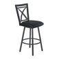 46" Black Faux Leather And Iron Swivel Bar Height Chair
