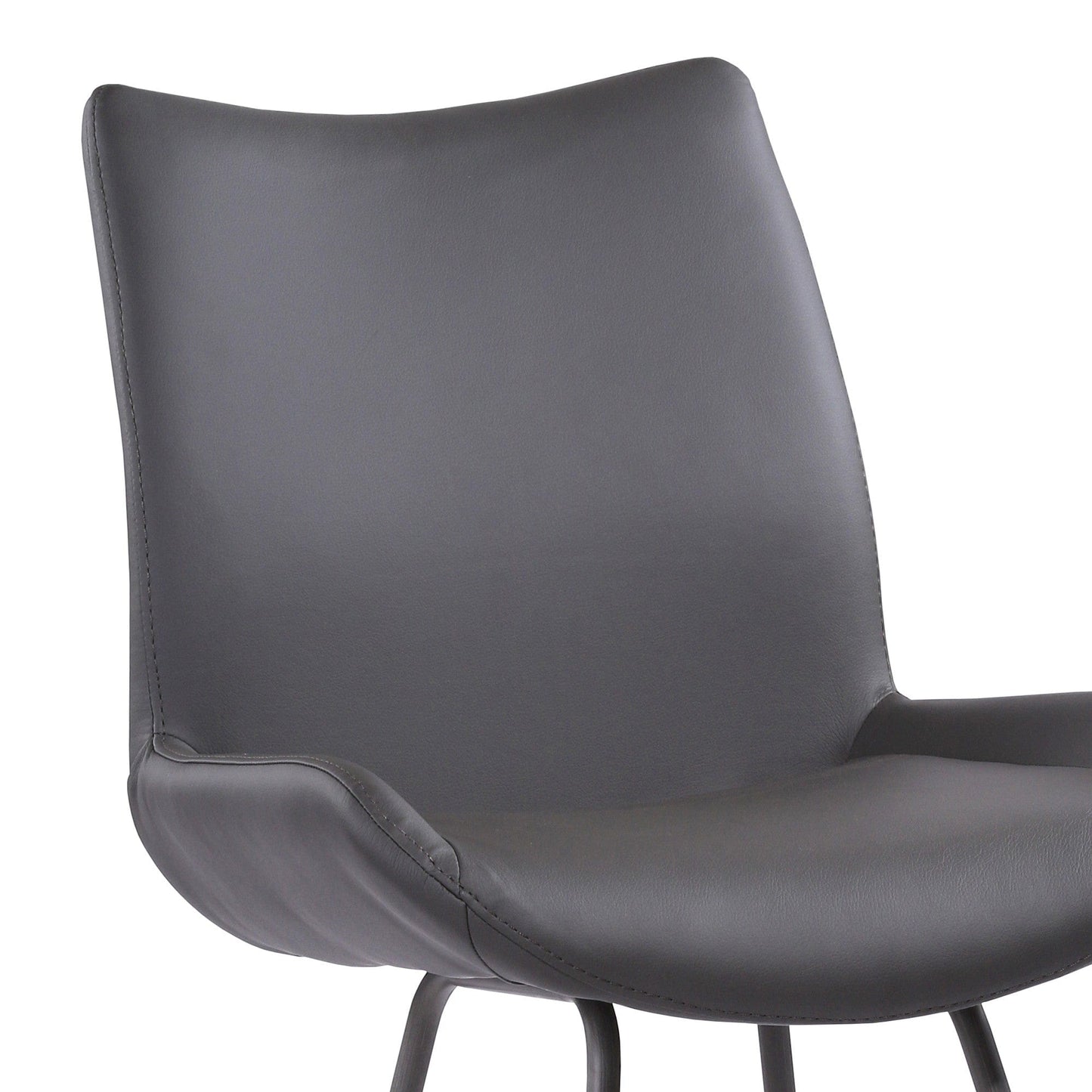 26" Elegant Grey Faux Leather Brushed Gray Metal Finish Armless Bar Stool