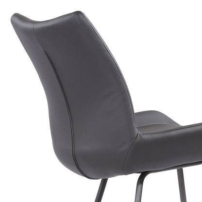 26" Elegant Grey Faux Leather Brushed Gray Metal Finish Armless Bar Stool