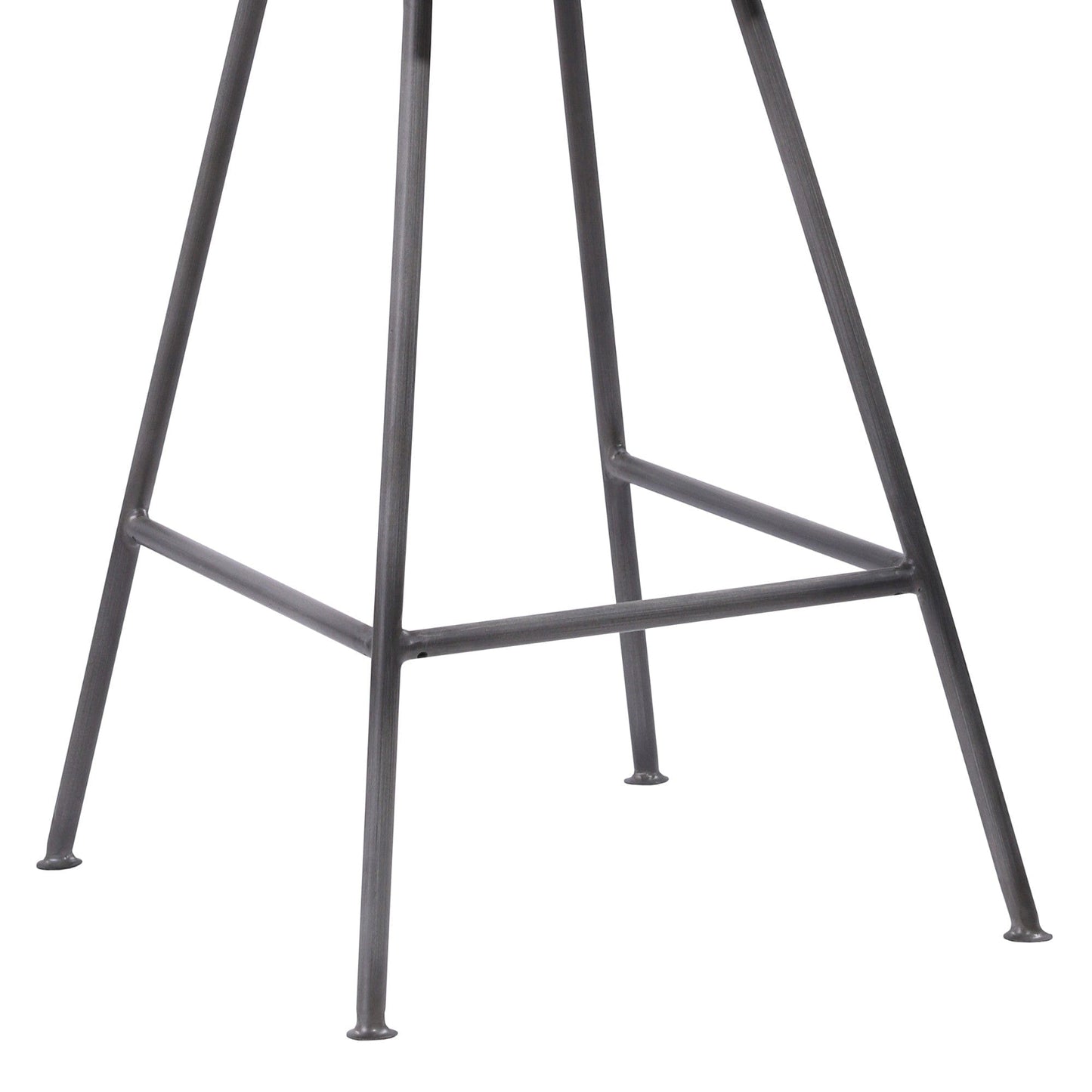 26" Elegant Grey Faux Leather Brushed Gray Metal Finish Armless Bar Stool