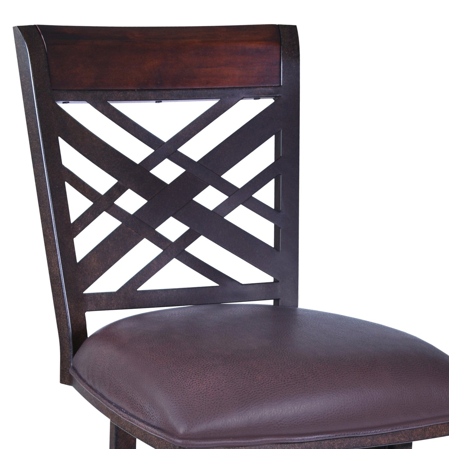 41" Brown Faux Leather And Iron Counter Height Bar Chair