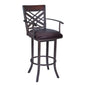 41" Brown Faux Leather And Iron Counter Height Bar Chair