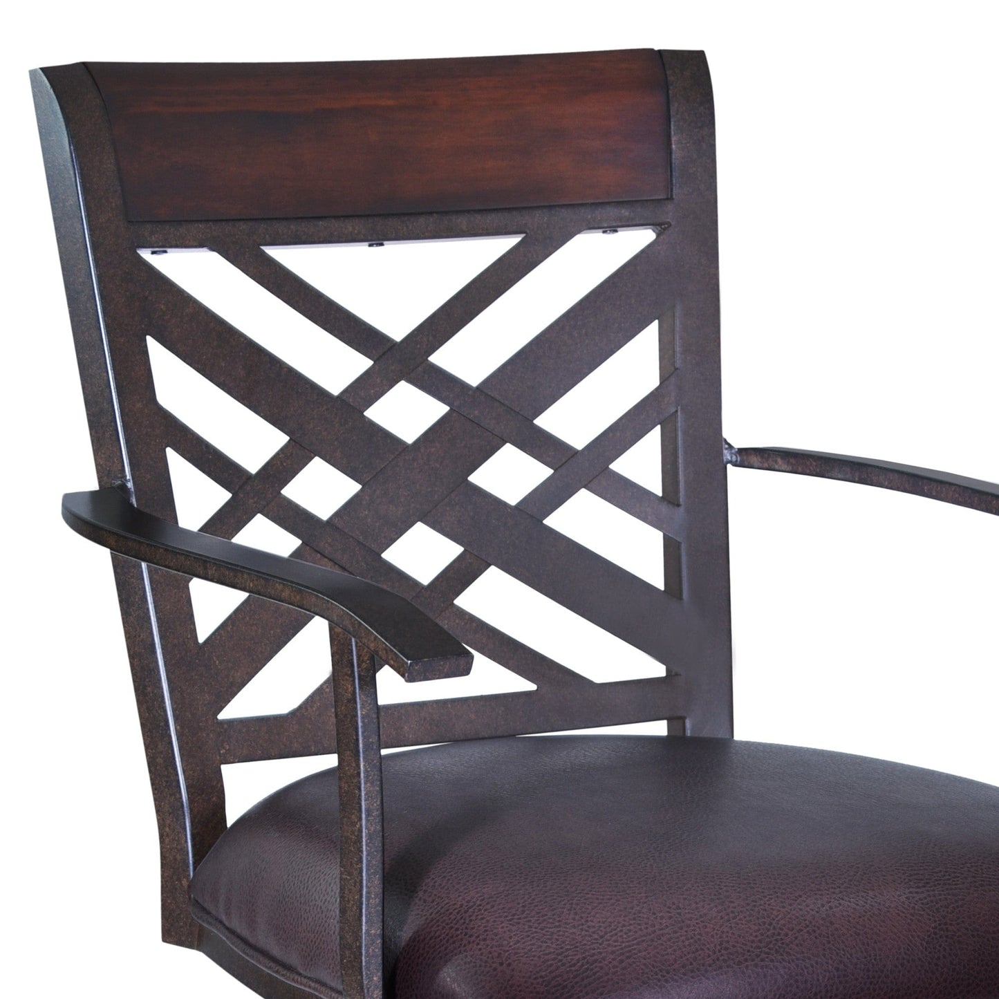41" Brown Faux Leather And Iron Counter Height Bar Chair