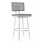 26" Vintage Gray on Stainless Faux Leather Rectangular Swivel Armless Barstool