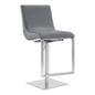 47" Gray Faux Leather And Iron Swivel Adjustable Height Bar Chair
