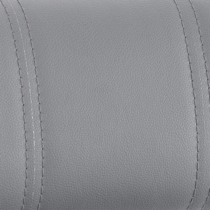 44" Gray Faux Leather And Iron Swivel Adjustable Height Bar Chair