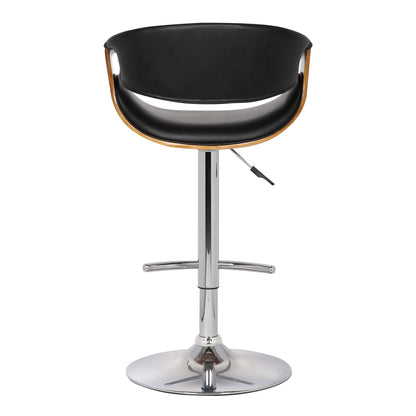 Mod Adjustable Black Faux Leather Swivel Bar Stool
