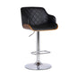 44" Black Faux Leather And Iron Swivel Adjustable Height Bar Chair